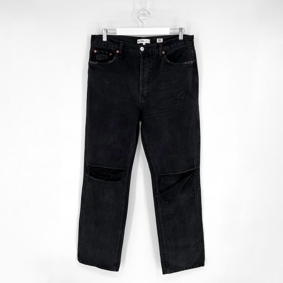 RE/DONE 90s High Rise Loose Jeans Women’s Size 31 Washed Black Distressed - Picture 2 of 7